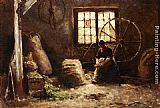A Peasant Woman Combing Wool by Evert Pieters